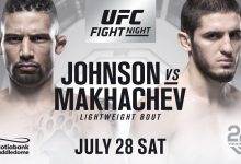 Lightweightclash tussen Islam Makhachev en Kajan Johnson tijdens UFC Calgary