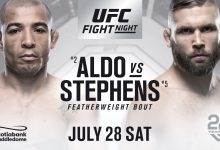 Jose Aldo en Jeremy Stephens treffen elkaar tijdens UFC on FOX 30 in Calgary
