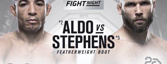 Jose Aldo en Jeremy Stephens treffen elkaar tijdens UFC on FOX 30 in Calgary