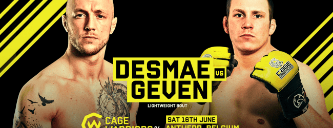 Donovan Desmae treft Hubert Geven tijdens Cage Warriors 94 in Antwerpen
