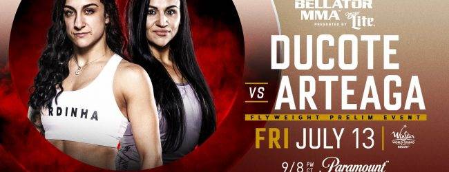 Emily Ducote treft Veta Arteaga tijdens Bellator 202 in Thackerville