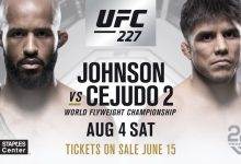 Demetrious Johnson verdedigt Flyweight titel tegen Henry Cejudo tijdens UFC 227
