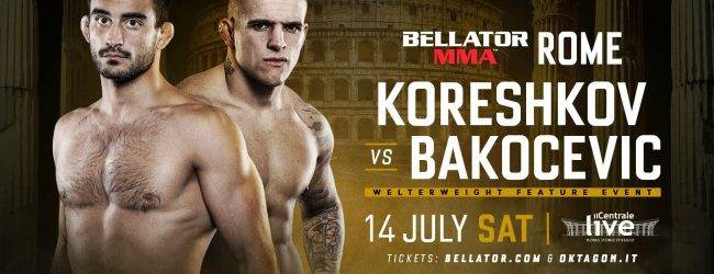 Andrey Koreshkov vs Vaso Bakocevic tijdens Bellator 203 in Rome