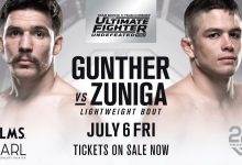 Verliezend halve finalisten John Gunther en Allan Zuniga treffen elkaar tijdens de TUF 27 Finale