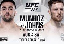 Bantamweight treffen tussen Pedro Munhoz en Brett Johns tijdens UFC 227