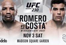 Attentie!!! Yoel Romero treft Paulo Costa tijdens UFC 230 in New York