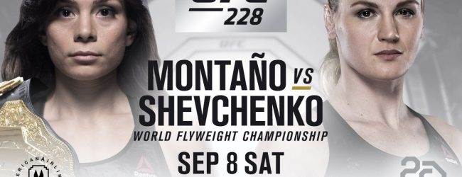 Nicco Montaño verdedigt Flyweight titel tegen Valentina Shevchenko tijdens UFC 228 in Dallas