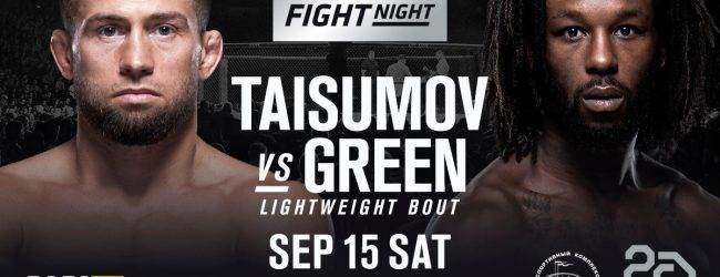 Mairbek Taisumov vecht tegen Desmond Green tijdens UFC Moskou
