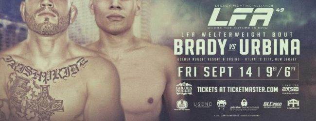 Sean Brady treft Gilbert Urbina tijdens het Main Event van LFA 49