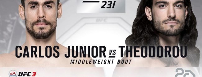 Gevecht tussen Antonio Carlos Junior en Elias Theodorou verplaatst naar UFC 231 in Toronto