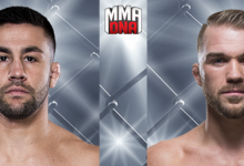 Pedro Munhoz treft Bryan Caraway tijdens de TUF 28 Finale in Las Vegas