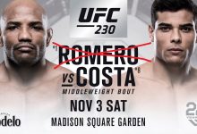 Yoel Romero vecht NIET tegen Paulo Costa tijdens UFC 230 in New York