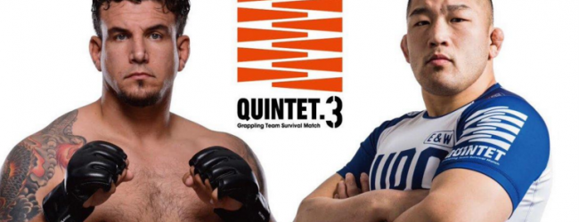 Grappling partij tussen Frank Mir en Satoshi Ishii tijdens Quintet 3