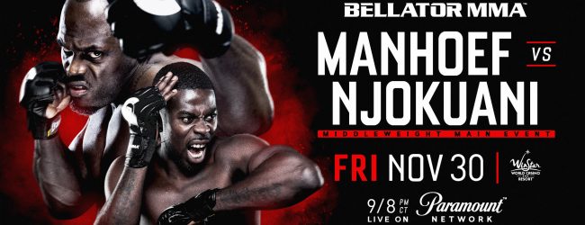 Melvin Manhoef vecht tijdens Bellator 210 tegen Chidi Njokuani