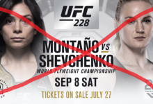 Nicco Montaño vs. Valentina Shevchenko is gecanceld voor UFC 228 in Dallas