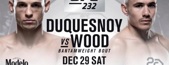 Europese clash tussen Nathaniel Wood en Tom Duquesnoy tijdens UFC 232 in Las Vegas