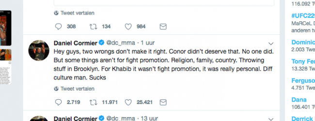 Vechters reageren op het het incident van UFC 229