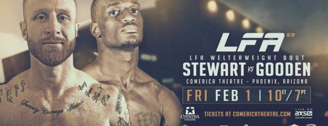 Kyle Stewart treft Jared Gooden tijdens LFA 59 in Phoenix, Arizona
