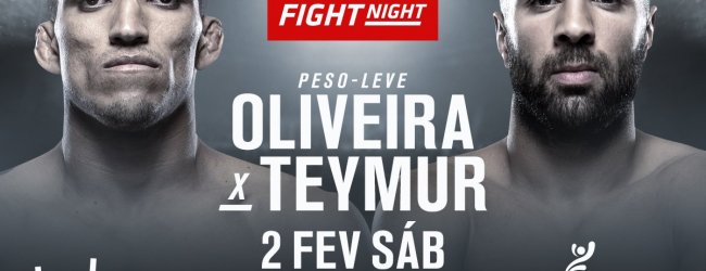 Lightweightclash tussen Charles Oliveira en David Teymur tijdens UFC Fortaleza