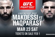 Lightweightclash tussen John Makdessi en Nasrat Haqparast tijdens UFC Nashville