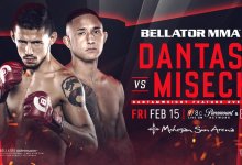 Eduardo Dantas treft Hawaiiaan Toby Misech tijdens Bellator 215 in Uncasville