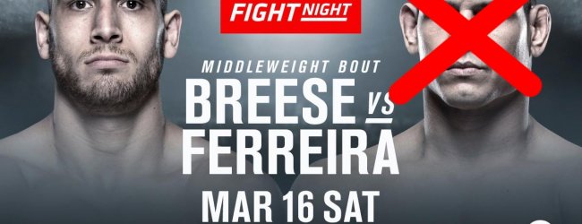 Tom Breese vs. Cezar Ferreira wederom gecanceld, ditmaal voor UFC Londen