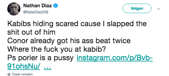 Nate Diaz daagt Khabib uit: “Where The F*ck You At?”