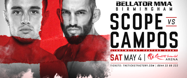 Ryan Scope treft Derek Campos tijdens Bellator European Series in Birmingham