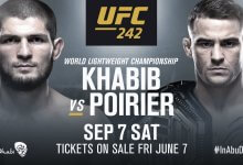 Khabib Nurmagomedov vs. Dustin Poirier tijdens UFC 242 Main Event in Abu Dhabi