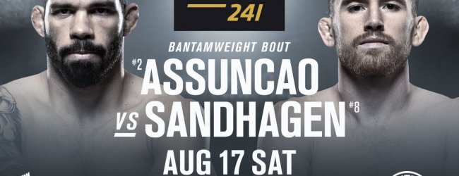 Raphael Assuncao treft Cory Sandhagen tijdens UFC 241 in Anaheim
