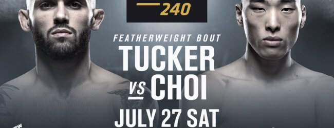 Gavin Tucker treft Seung Woo Choi tijdens UFC 240 in Edmonton