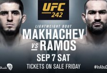 Islam Makhachev treft Davi Ramos tijdens UFC 242 in Abu Dhabi