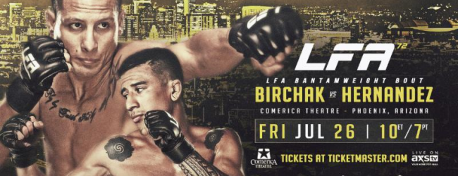 Anthony Birchak treft Nohelin Hernandez tijdens het Main Event van LFA 72 in Phoenix