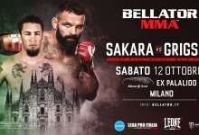 Alessio Sakara treft Canaan Grigsby tijdens het Main Event van Bellator Milaan