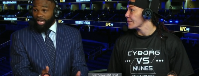Scott Coker feliciteert Cris Cyborg met haar UFC240 overwinning