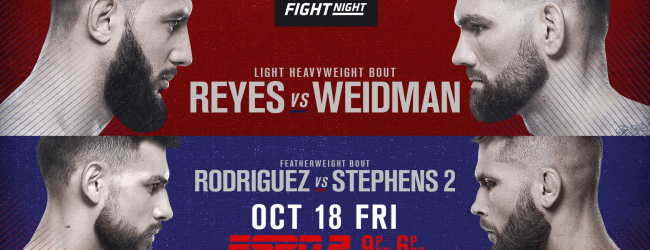 Uitslagen : UFC on ESPN 6 : Reyes vs. Weidman