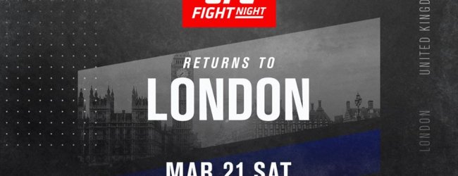 UFC keert op 21 maart terug naar Londen