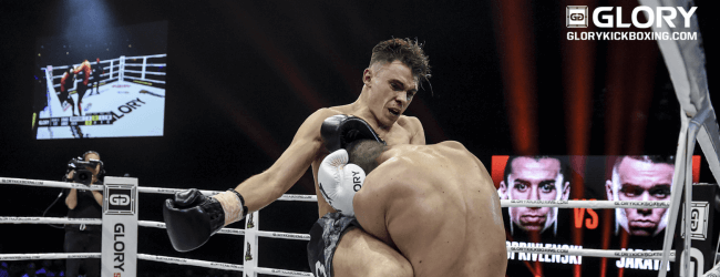 Massaro Glunder tegen Mohammed Jaraya tijdens GLORY in Arnhem
