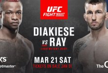 Engeland vs. Schotland clash tussen Marc Diakiese en Stevie Ray tijdens UFC Londen