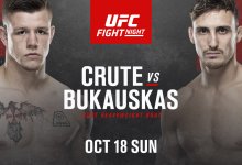 Jimmy Crute treft Modestas Bukauskas tijdens UFC evenement op 17 oktober