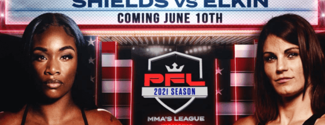 MMA debuut Claressa Shields op 10 juni tegen Brittney Elkin tijdens PFL 4
