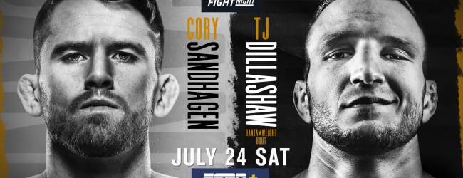 Uitslagen : UFC on ESPN 27 : Sandhagen vs. Dillashaw